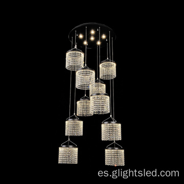 Lámpara colgante moderna de techo de cristal K9 de lujo